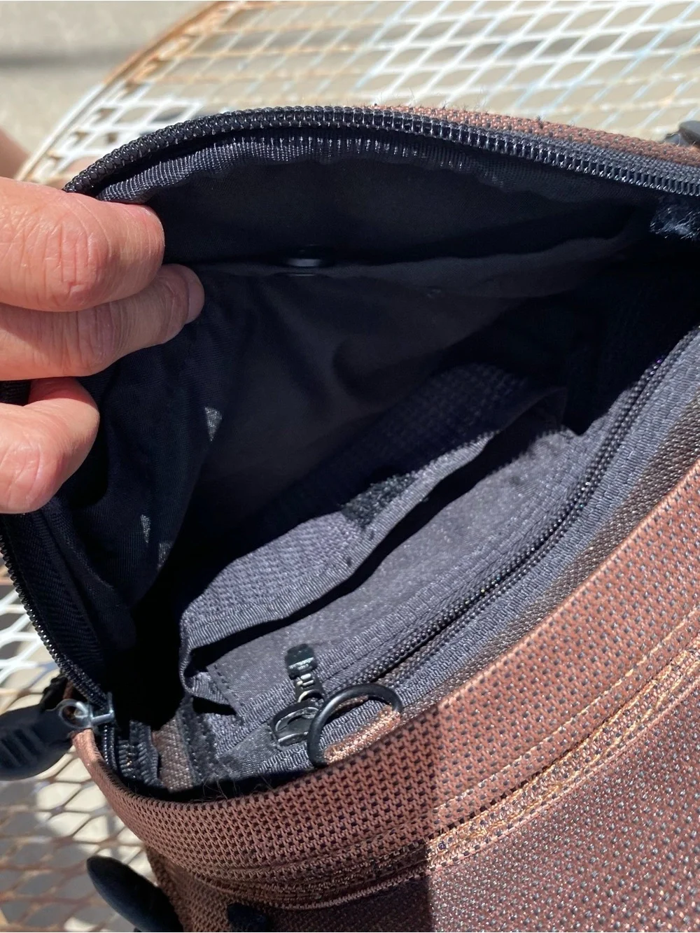 Tumi T2 Backpack Copper Ballistic Nylon & Leather Bottom Padded straps